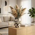 Decorative Vase - Gray Glass Organic Oval Detailing, 12 in.