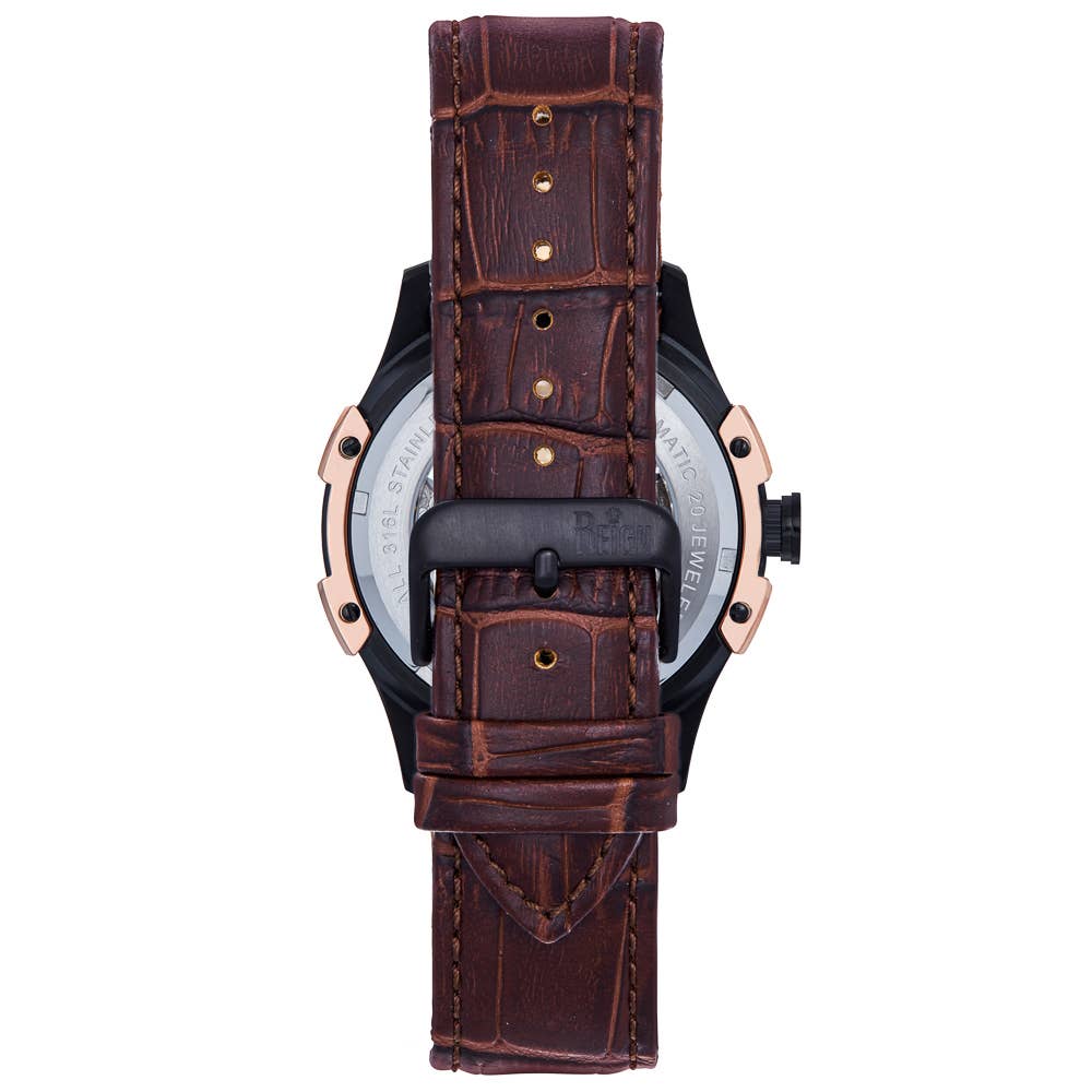Reign Solstice Men's Automatic Skeleton Leather Watch