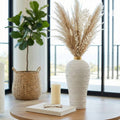 Decorative Vase - White Ceramic Textured Modern, 14 in.