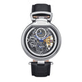 Authentic Heritor Lincoln Men's Automatic Semi-Skeleton Leather Watch, Silver/Black