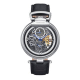 Authentic Heritor Lincoln Men's Automatic Semi-Skeleton Leather Watch, Silver/Black