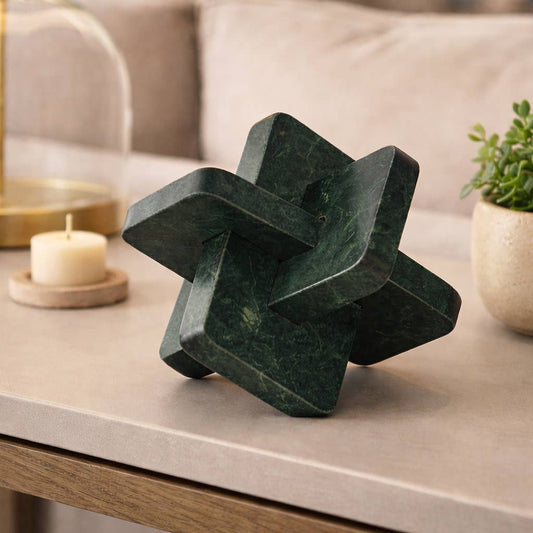 Decorative Sculpture - Green Marble Modern Knot, 9 in.