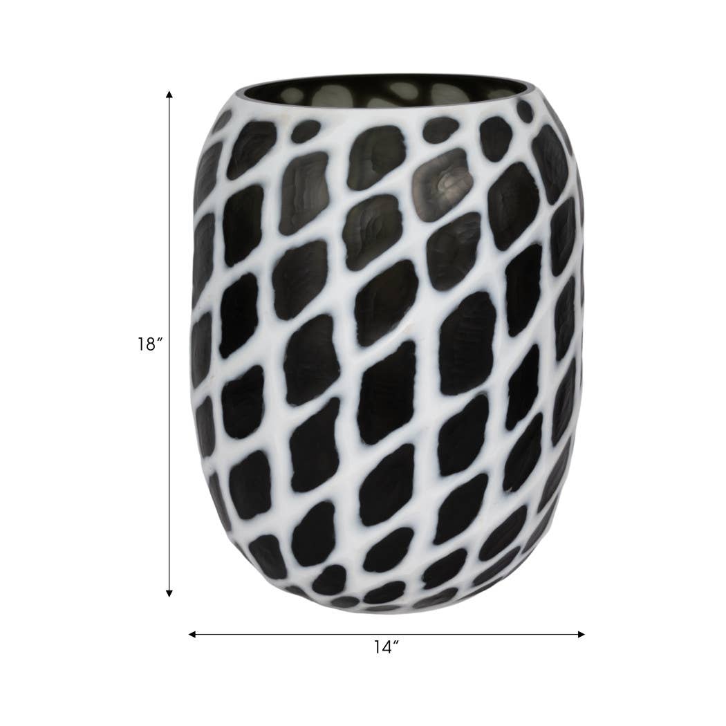 Decorative Vase - Black/White Glass Large Silhouette, 18 in.