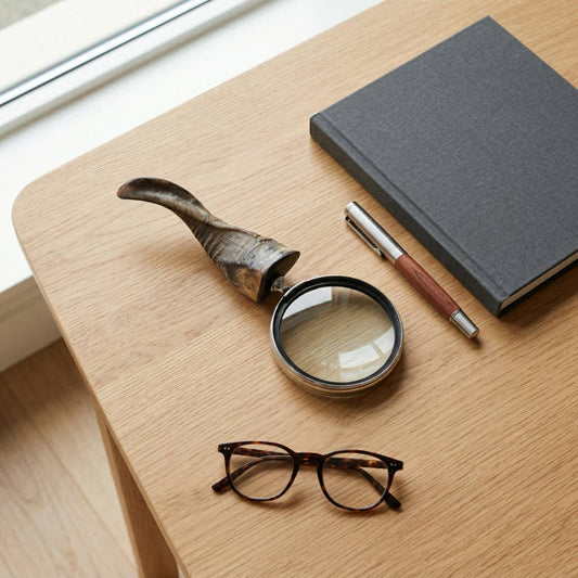 Decorative Object - Brown Glass Horn Magnifying Glass, 12 in