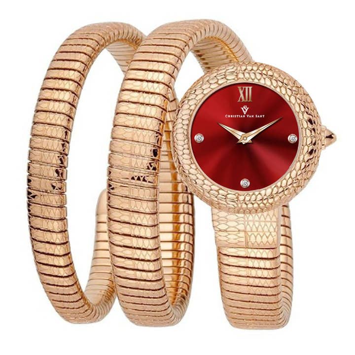 Christian Van Sant Naga Women's Quartz Watch, Red Dial