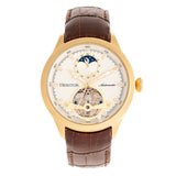 Authentic Heritor Gregory Men's Automatic Semi-Skeleton Leather Watch, Style HERHR8103