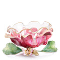 Jay Strongwater Sydney Large Flower Ruffle Swarovski Crystal Enamel Gold-Finished Decorative Bowl, Flora