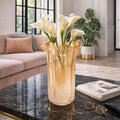 Decorative Vase - Orange Glass Sculptural Ruffled, 13 in.