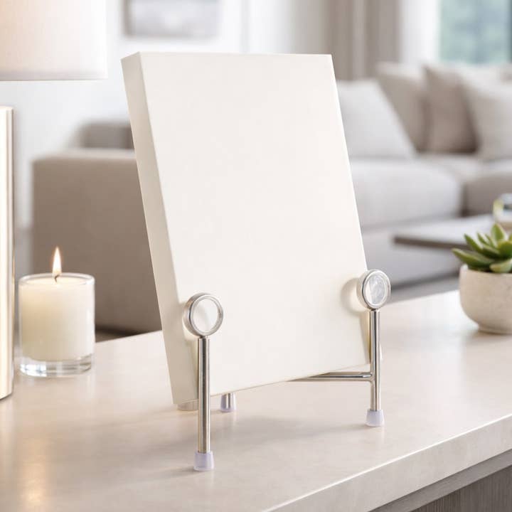 Decorative Object - Silver Metal Acrylic Easel Stand, 10 in.
