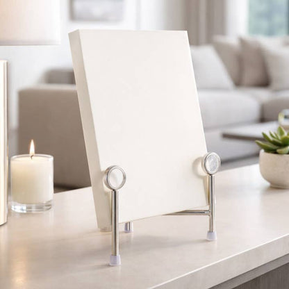 Decorative Object - Silver Metal Acrylic Easel Stand, 10 in.
