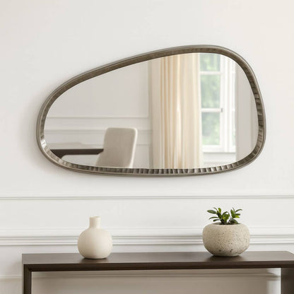 Wall Mirror - Black Metal Organic Irregular Shape, 30 in.