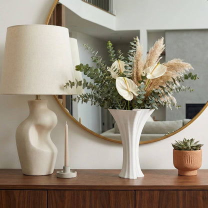 Decorative Vase - White Ceramic Modern 3D Printed, 10 in.