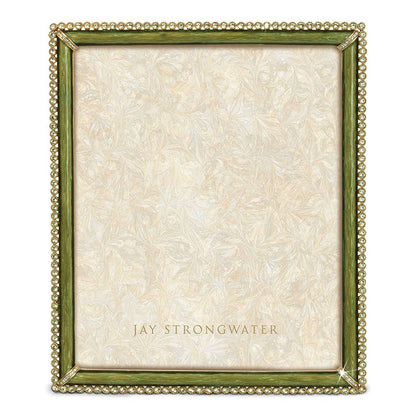 Jay Strongwater Laetitia Stone Edge 8" x 10" Crystal Enamel Picture Frame, Leaf Green