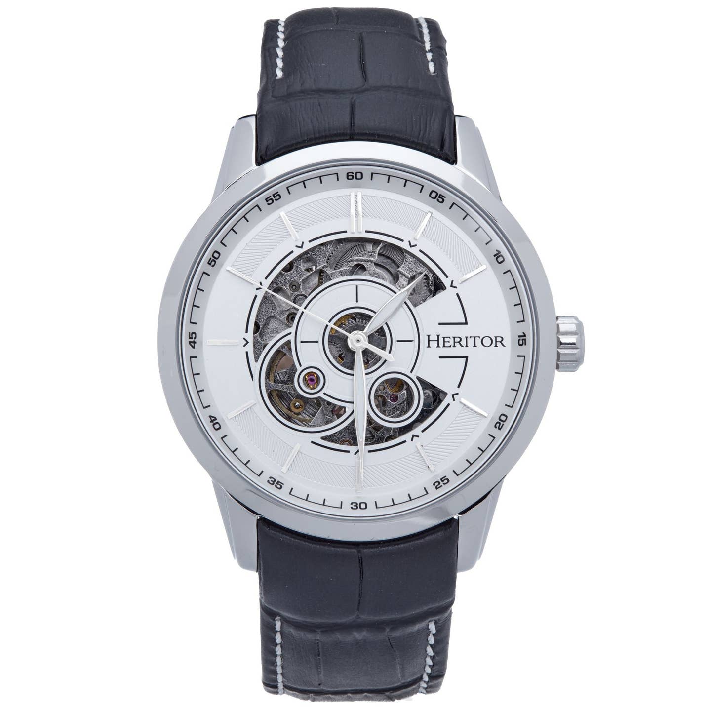Heritor Davies Men's Automatic Semi-Skeleton Leather Watch, Style HERHS2501