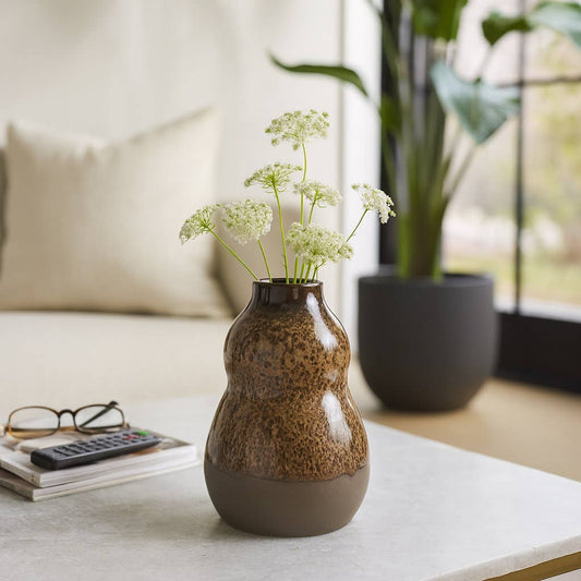 Decorative Vase - Brown Ceramic Speckled Glaze, 12 in.