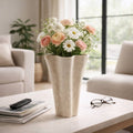 Decorative Vase - Gray Ceramic Refined Fluted, 14 in.