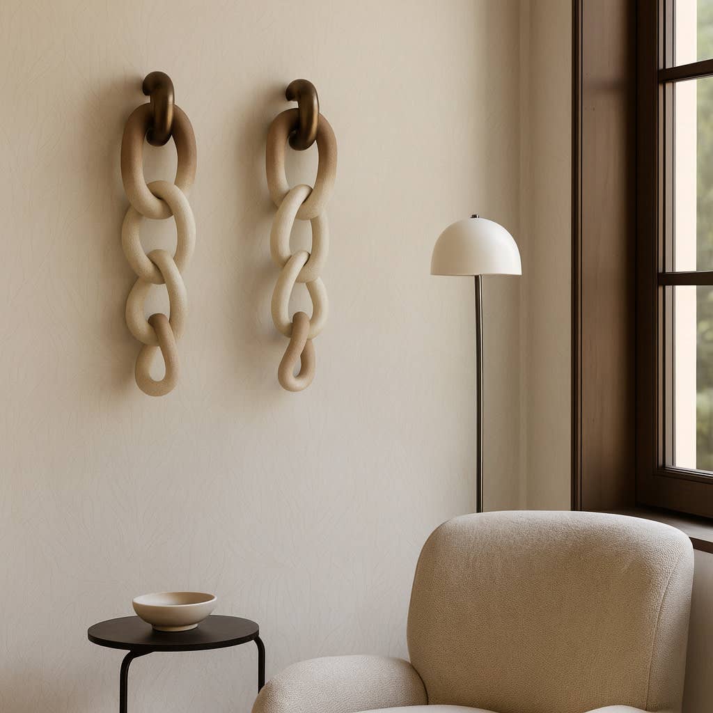 Wall Decor Set of 2 - Brown/Ivory Resin Ombre Chain, 28 in.