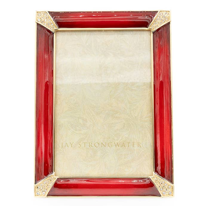 Jay Strongwater Lavinia Pavé 4" x 6" Crystal Enamel Picture Frame, Ruby