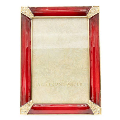 Jay Strongwater Lavinia Pavé 4" x 6" Crystal Enamel Picture Frame, Ruby
