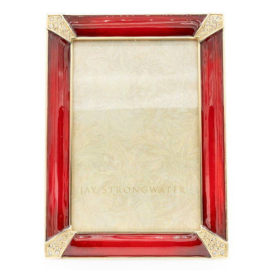 Jay Strongwater Lavinia Pavé 4" x 6" Crystal Enamel Picture Frame, Ruby