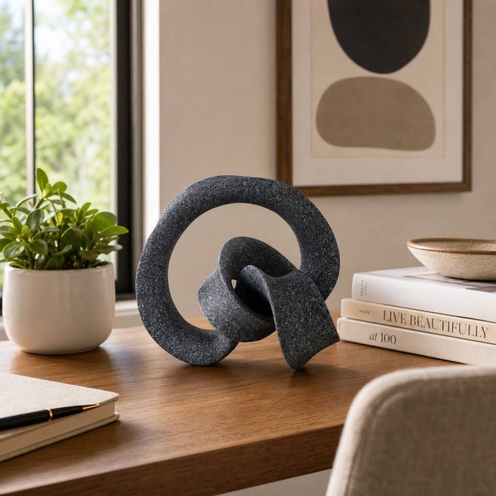 Decorative Sculpture - Black Polyresin Small Loop, 8 in.