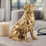 Decorative Figurine - Gold Metal Seated Dog, 7 in.