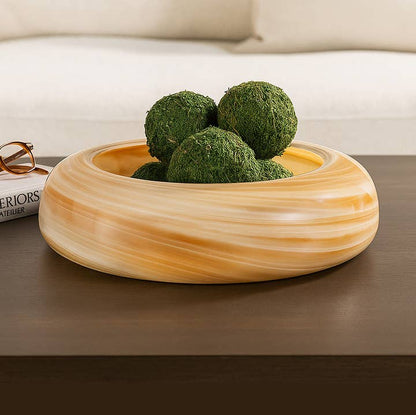 Decorative Bowl - Brown Glass with Swirl Pattern, 19 in.