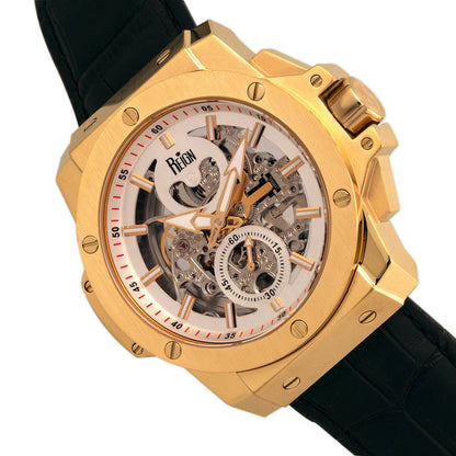 Reign Commodus Men's Automatic Skeleton Leather Watch