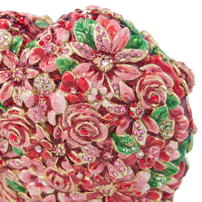 Jay Strongwater Chloe Floral Heart Flower Crystal Enamel Gold-Finished Tabletop Object