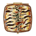 Jay Strongwater Pavel Tiger Striped Compact Mirror, Pavé Crystal Gold-Finished