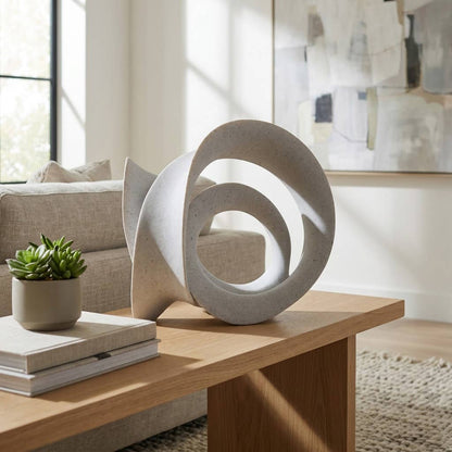 Decorative Sculpture - Gray Resin Curved Loop Design, 12 in.