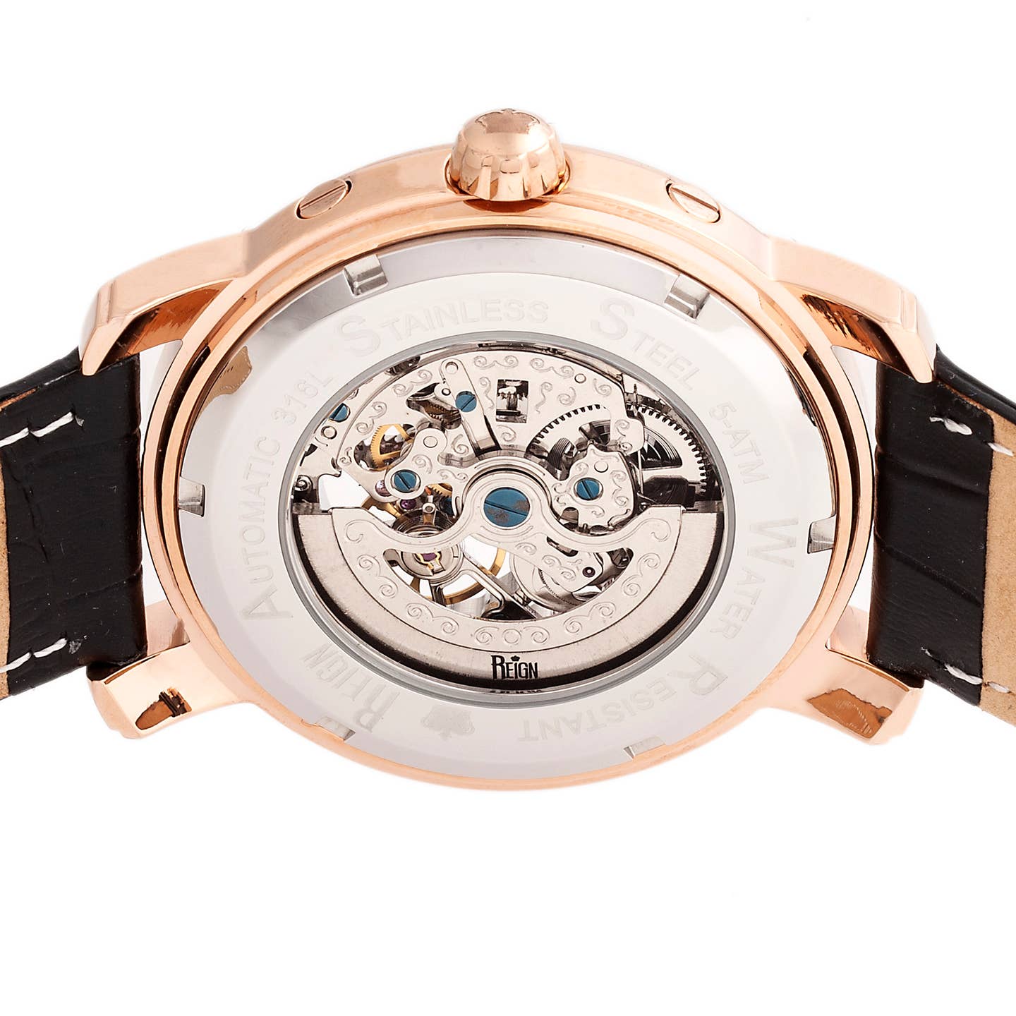Reign Kahn Men's Automatic Skeleton Leather Watch