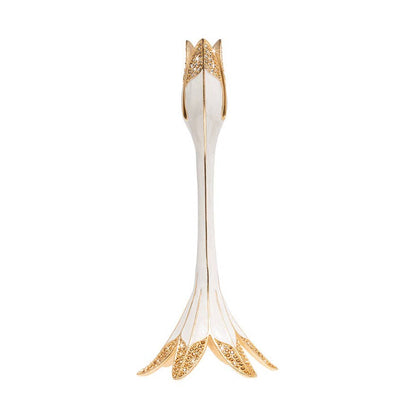 Jay Strongwater Abraham Tulip White Candlestick Holder