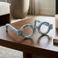 Decorative Object - Blue Stone Round Eyeglasses, 9 in.