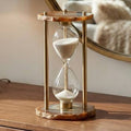 Sculpture - Gold/Brown Agate Metal Hourglass, 10 in.