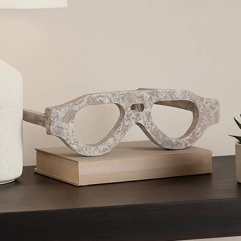 Decorative Object - Ivory Stone Unique Glasses, 9 in.