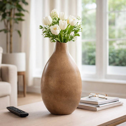 Decorative Vase - Brown Ceramic Organic Shape, 21 in.