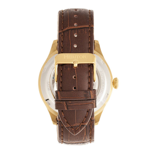 Heritor Gregory Men's Automatic Semi-Skeleton Leather Watch, Style HERHR8103