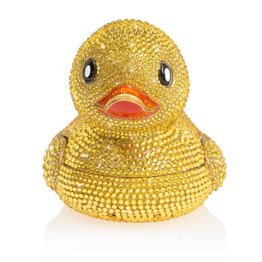 Jay Strongwater Ernie Pavé Rubber Ducky Decorative Box, Gold Swarovski Crystal Enamel Gold-Finished