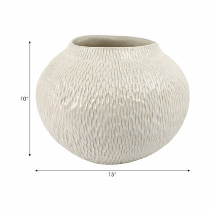 Decorative Bowl - White Earthenware Round Small, 13 in.
