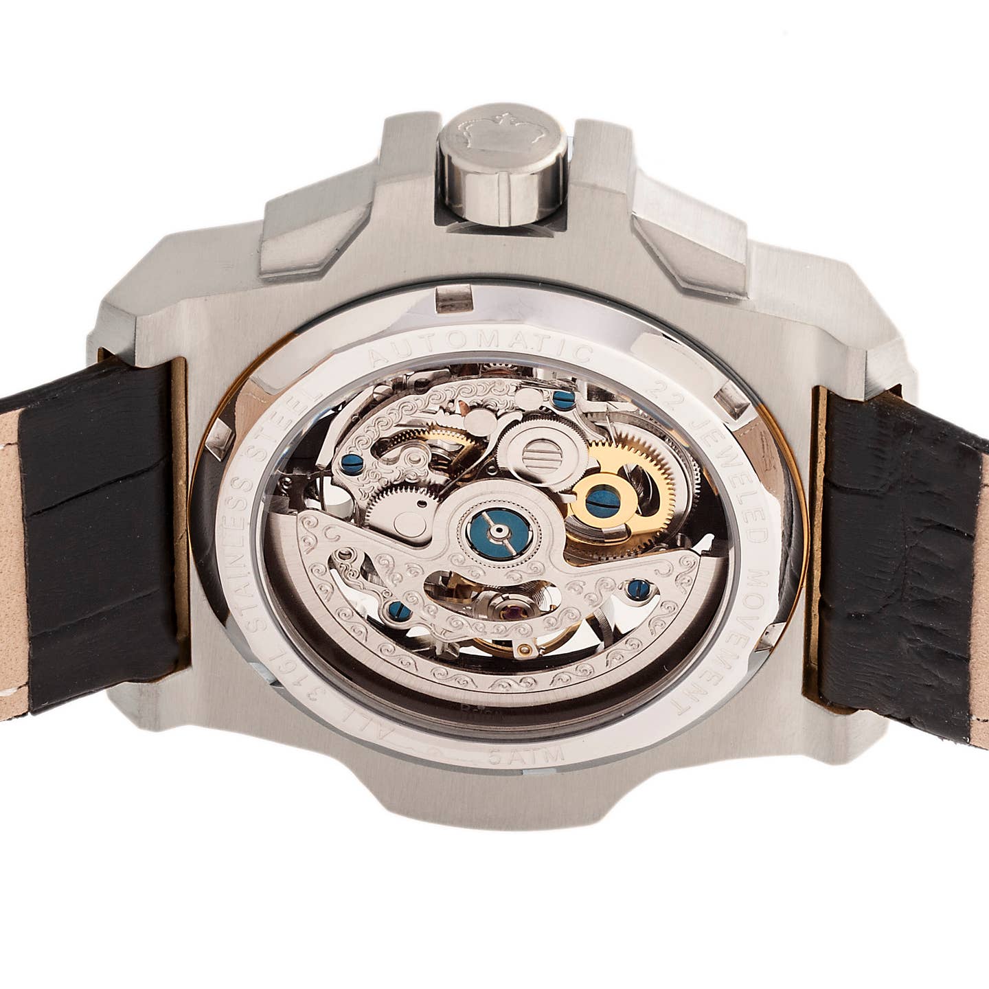 Reign Commodus Men's Automatic Skeleton Leather Watch