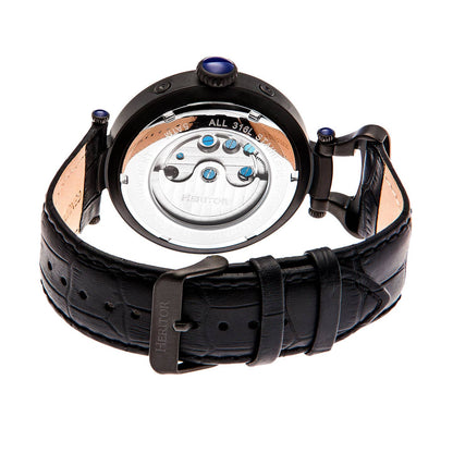 Heritor Ganzi Men's Automatic Semi-Skeleton Leather Watch, Style HERHR3307