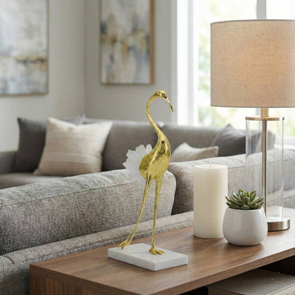 Decorative Object - Gold Marble Standing Bird, 12 in.