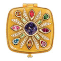 Jay Strongwater Schuyler Maltese Bejeweled Compact Mirror, Crystal Enamel Gold-Finished