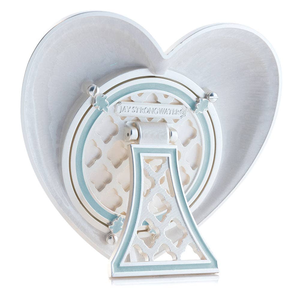 Jay Strongwater Chantal Heart Swarovski Crystal Enamel Picture Frame, Pale Blue