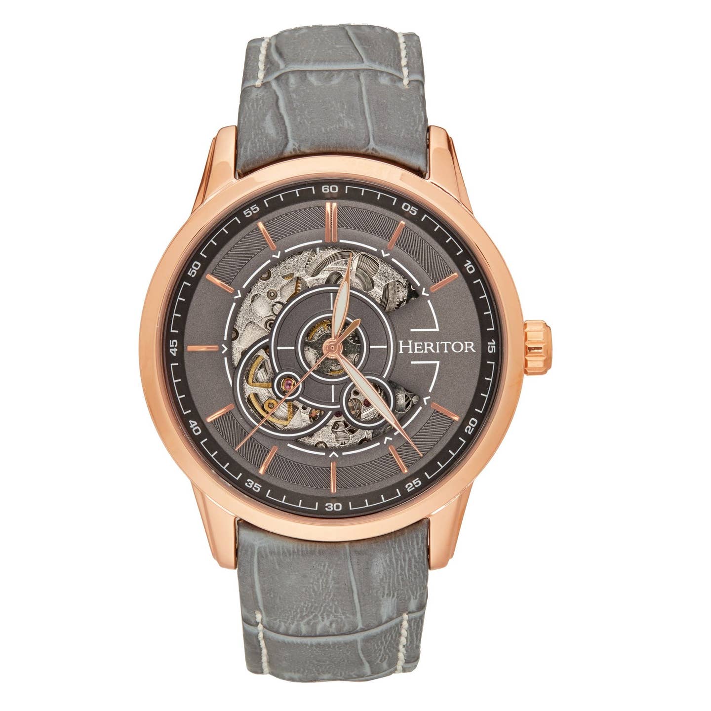 Heritor Davies Men's Automatic Semi-Skeleton Leather Watch, Style HERHS2505