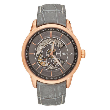 Heritor Davies Men's Automatic Semi-Skeleton Leather Watch, Style HERHS2505