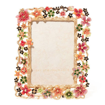 Jay Strongwater Leartes 4 X 6 Floral Crystal Enamel Picture Frame, Night Bloom