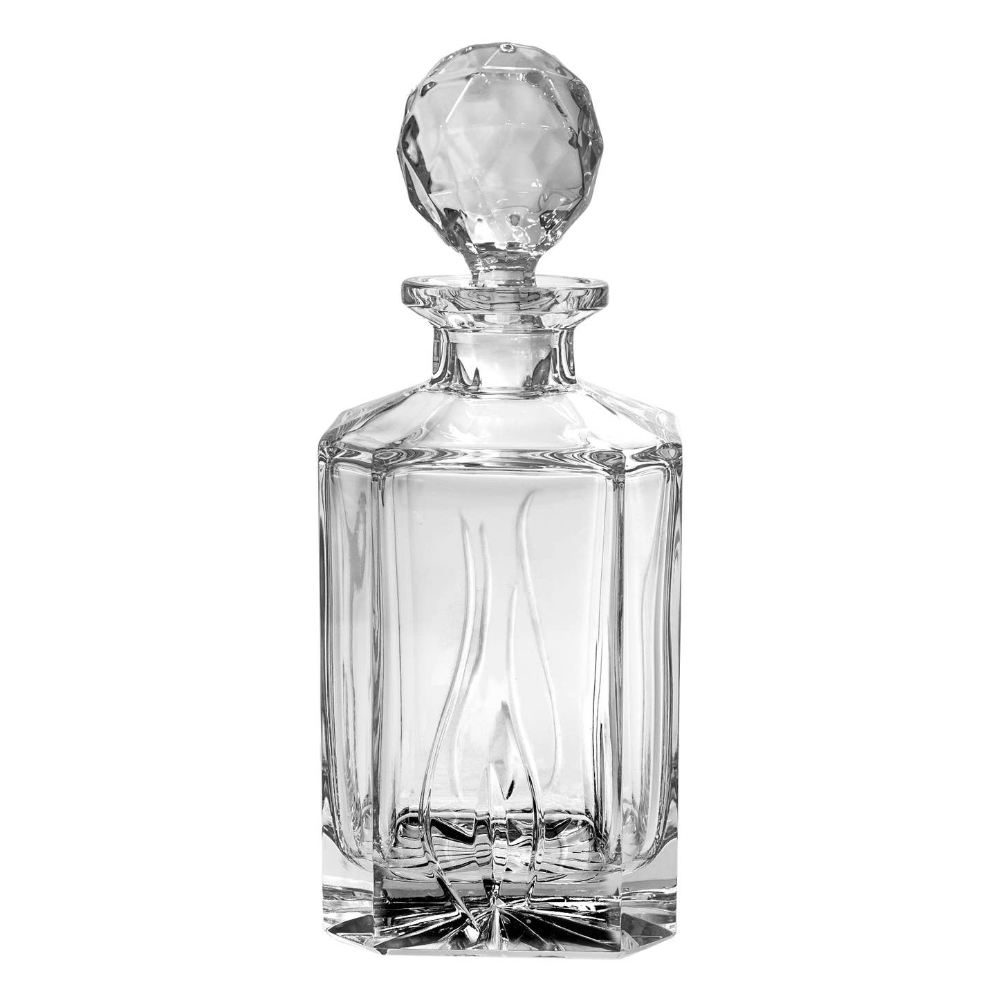 Barski Fiona Crystal Whiskey Decanter with Wave Design, 30 oz.