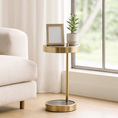 Side Table - Black/Gold Metal Minimalist Sleek Frame, 23 in.